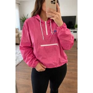 Disney Parks Women 3X Pink Quarter Zip Pullover Windbreaker Jacket Cropped